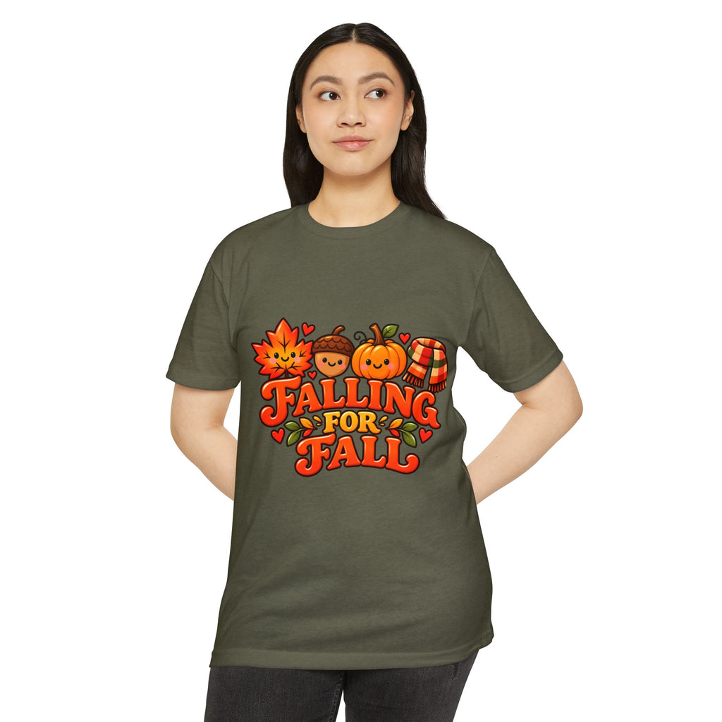 Falling for Fall T-Shirt — Cute Pumpkin & Leaf Autumn Graphic Tee