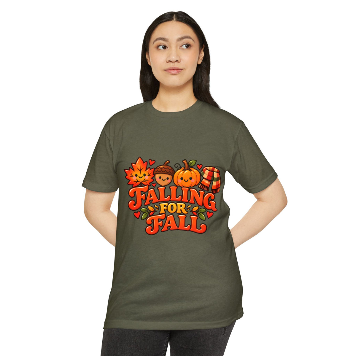 Falling for Fall T-Shirt — Cute Pumpkin & Leaf Autumn Graphic Tee