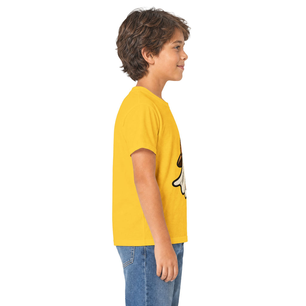 Kids Ghost Bubble Tea Tee — Cute Ghost Wearing Cap with Boba Drink Kids T-Shirt
