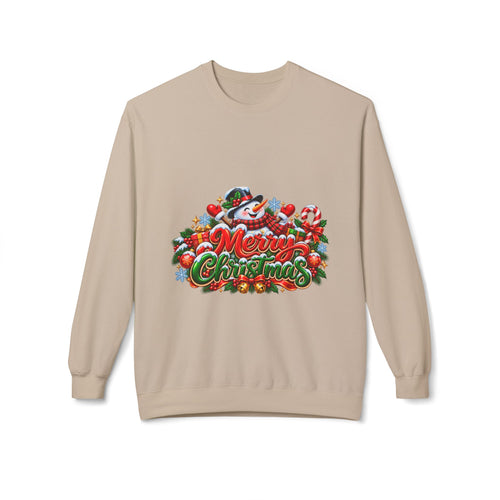 Christmas Snowman Crewneck Sweatshirt — "Merry Christmas" Holiday Graphic