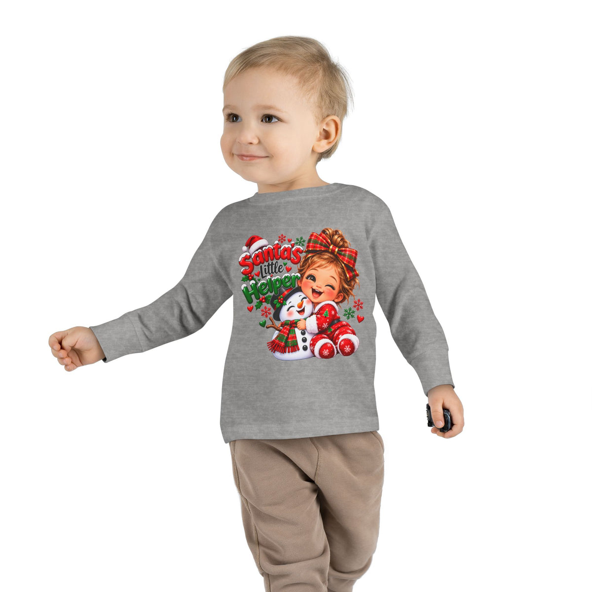 Santa’s Little Helper Christmas Toddler Long Sleeve Tee