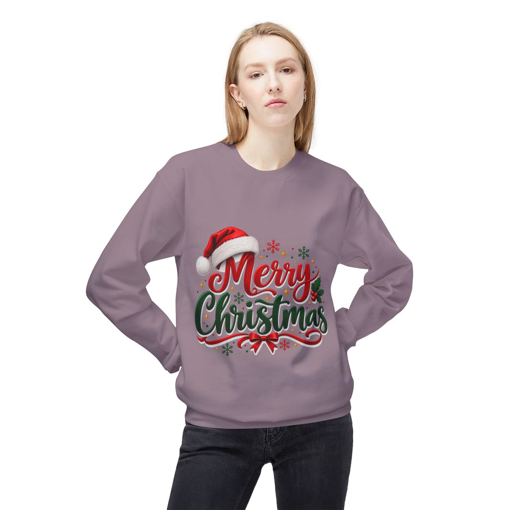 Merry Christmas Crewneck Sweatshirt – Festive Santa Hat Holiday Sweater