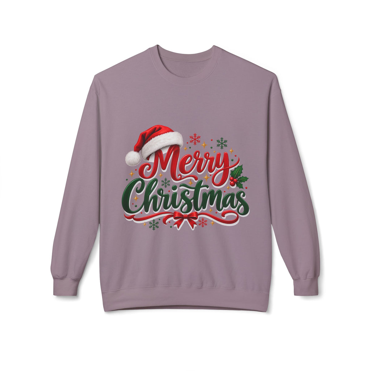 Merry Christmas Crewneck Sweatshirt – Festive Santa Hat Holiday Sweater