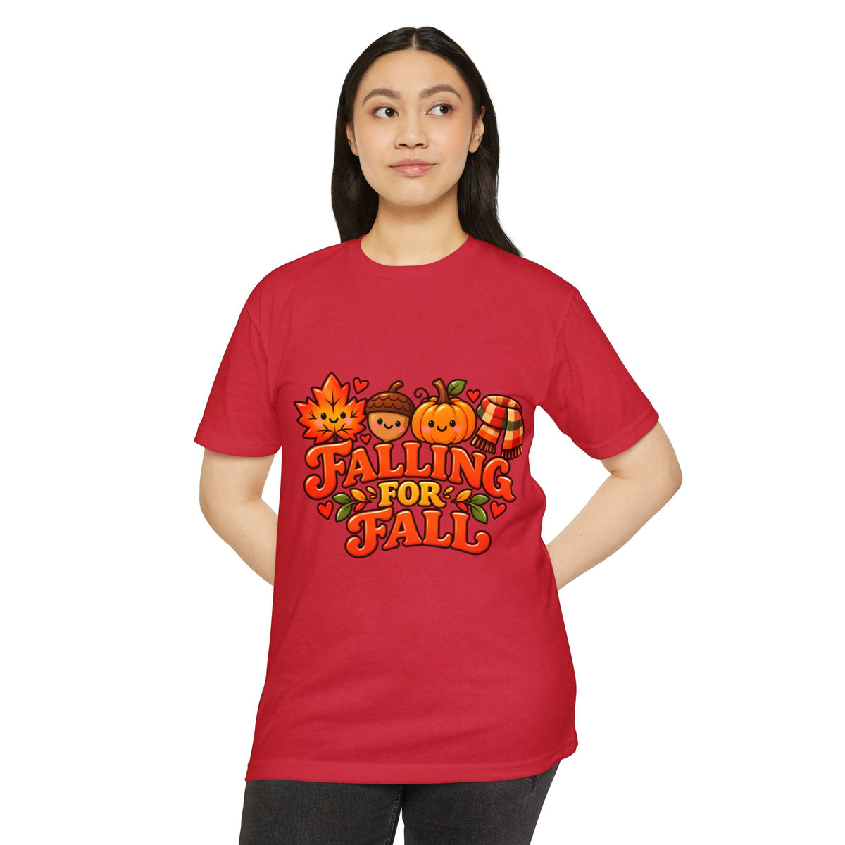 Falling for Fall T-Shirt — Cute Pumpkin & Leaf Autumn Graphic Tee