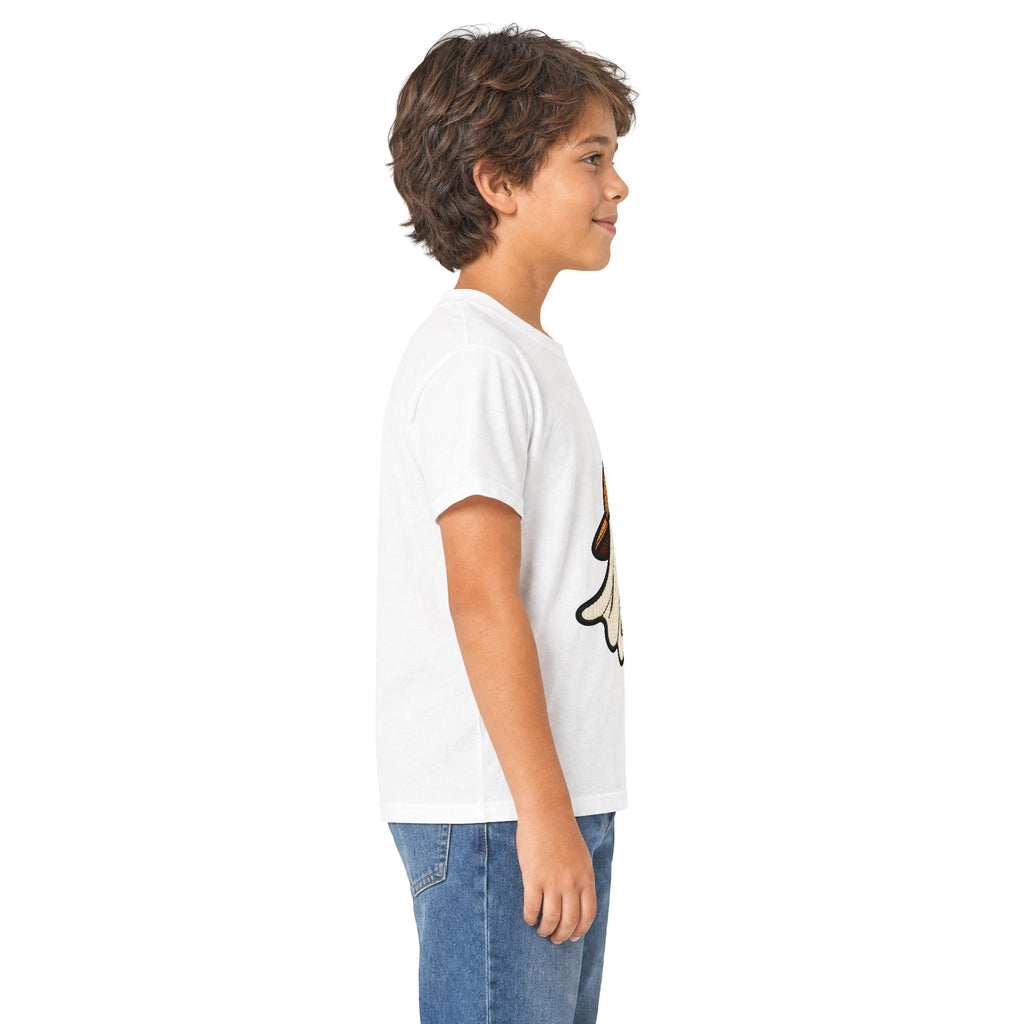 Kids Ghost Bubble Tea Tee — Cute Ghost Wearing Cap with Boba Drink Kids T-Shirt