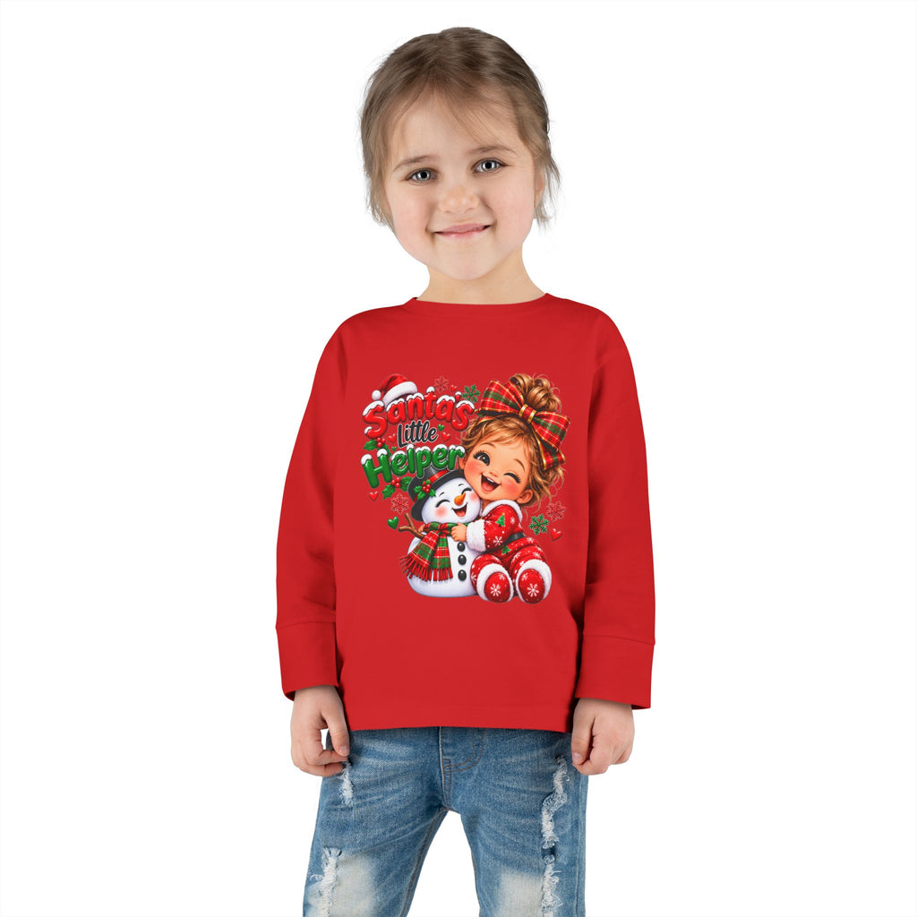 Santa’s Little Helper Christmas Toddler Long Sleeve Tee