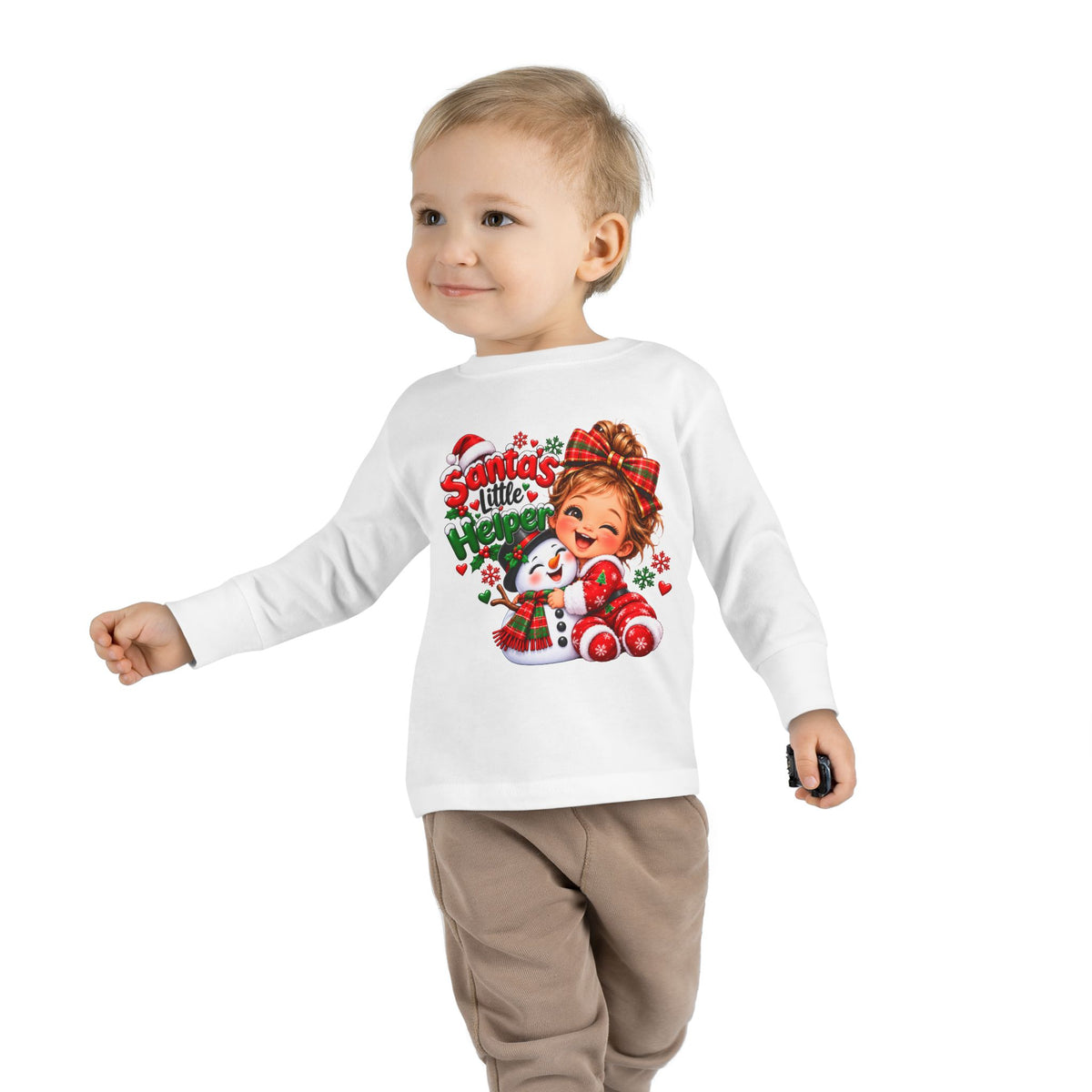 Santa’s Little Helper Christmas Toddler Long Sleeve Tee