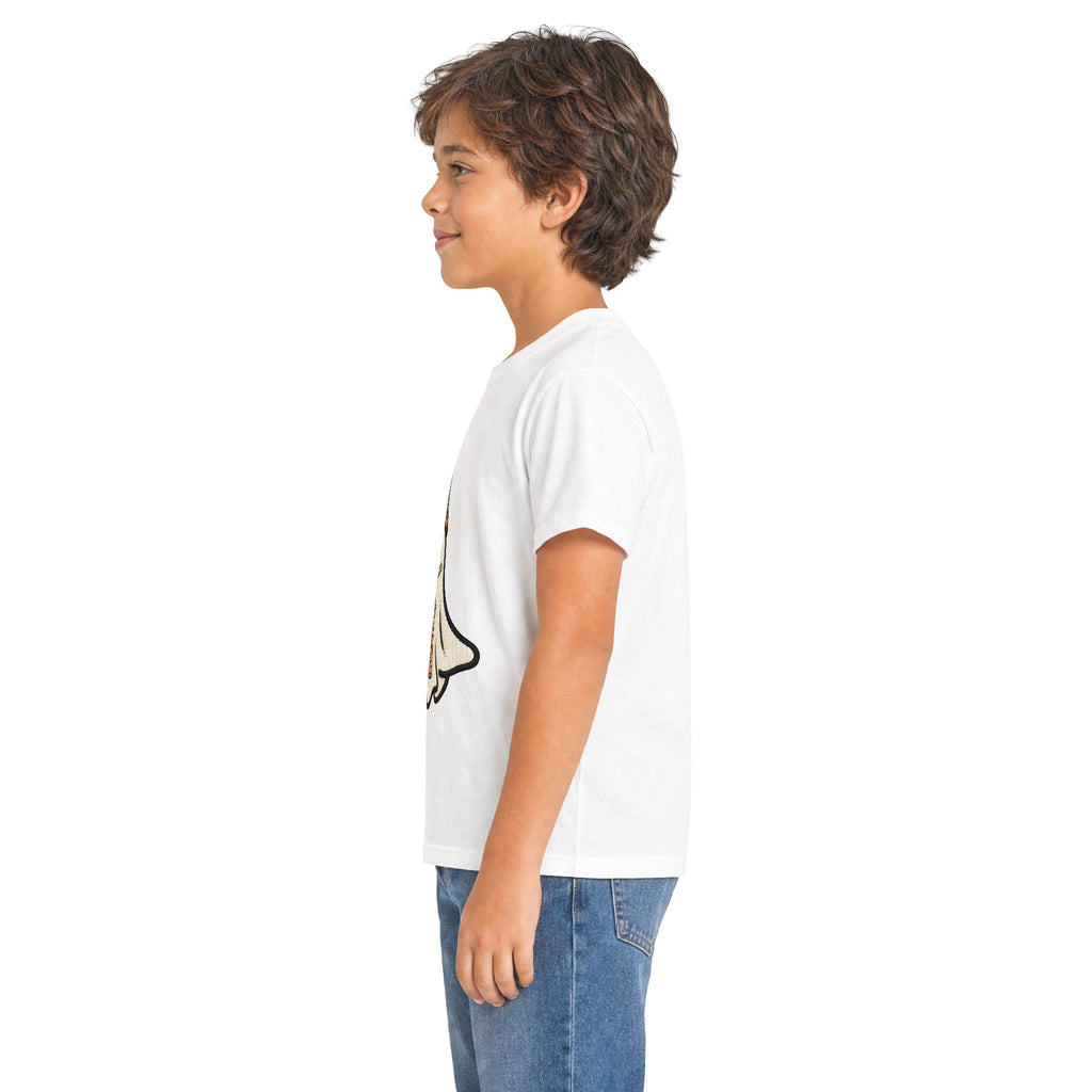 Kids Ghost Bubble Tea Tee — Cute Ghost Wearing Cap with Boba Drink Kids T-Shirt