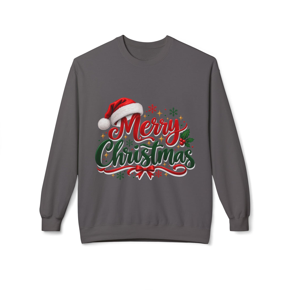 Merry Christmas Crewneck Sweatshirt – Festive Santa Hat Holiday Sweater