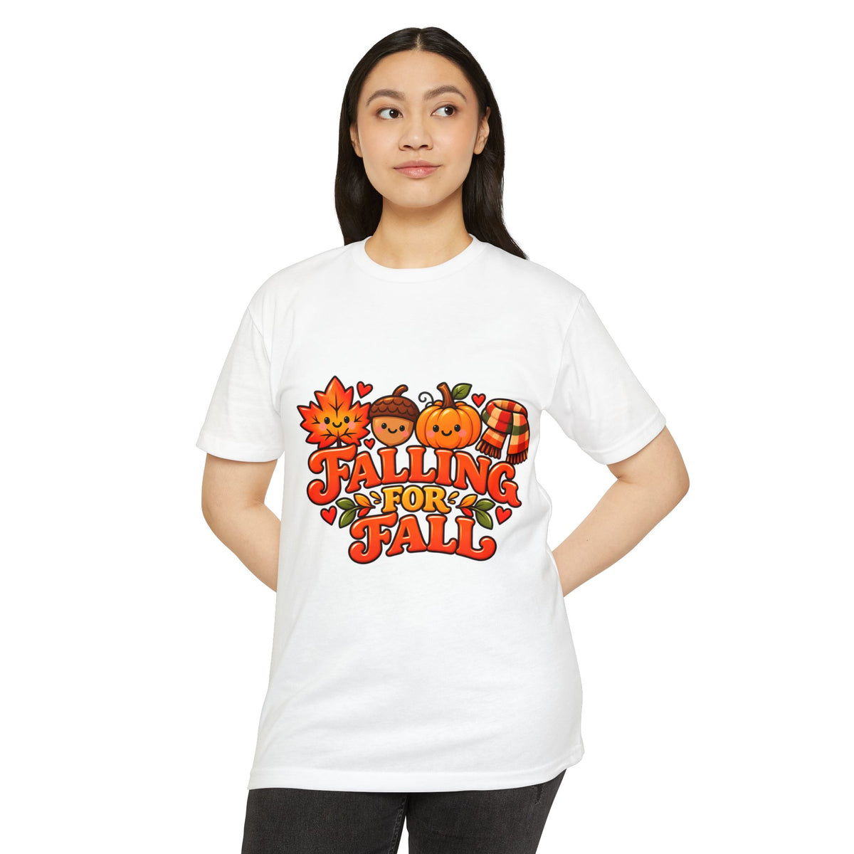 Falling for Fall T-Shirt — Cute Pumpkin & Leaf Autumn Graphic Tee