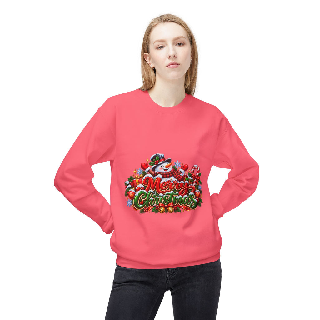 Christmas Snowman Crewneck Sweatshirt — "Merry Christmas" Holiday Graphic