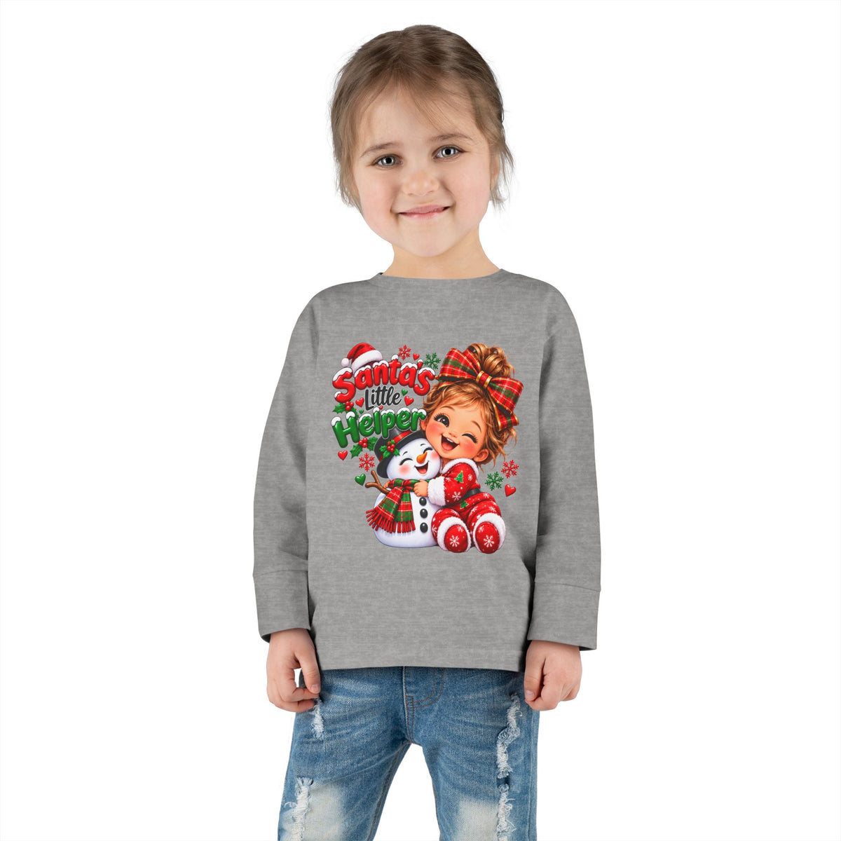 Santa’s Little Helper Christmas Toddler Long Sleeve Tee