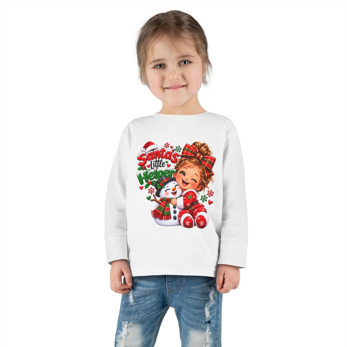 Santa’s Little Helper Christmas Toddler Long Sleeve Tee