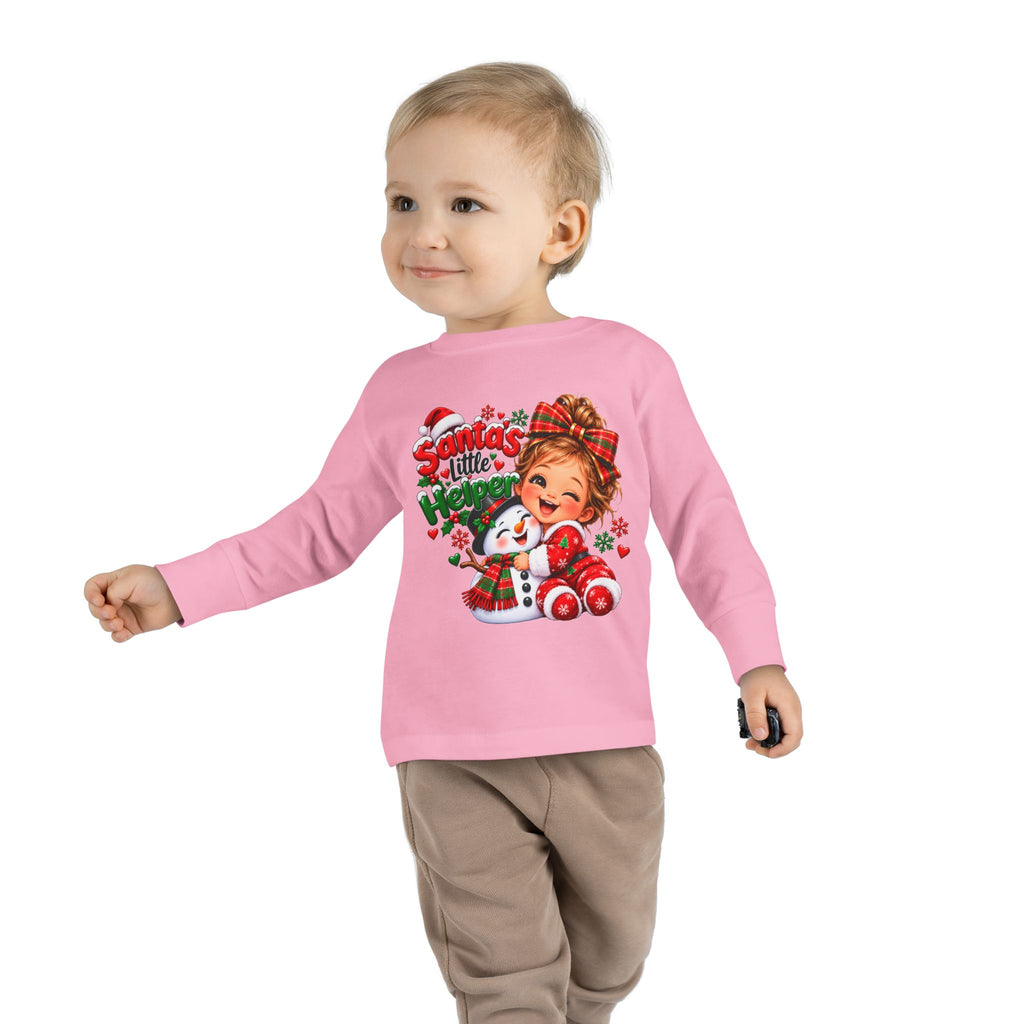 Santa’s Little Helper Christmas Toddler Long Sleeve Tee
