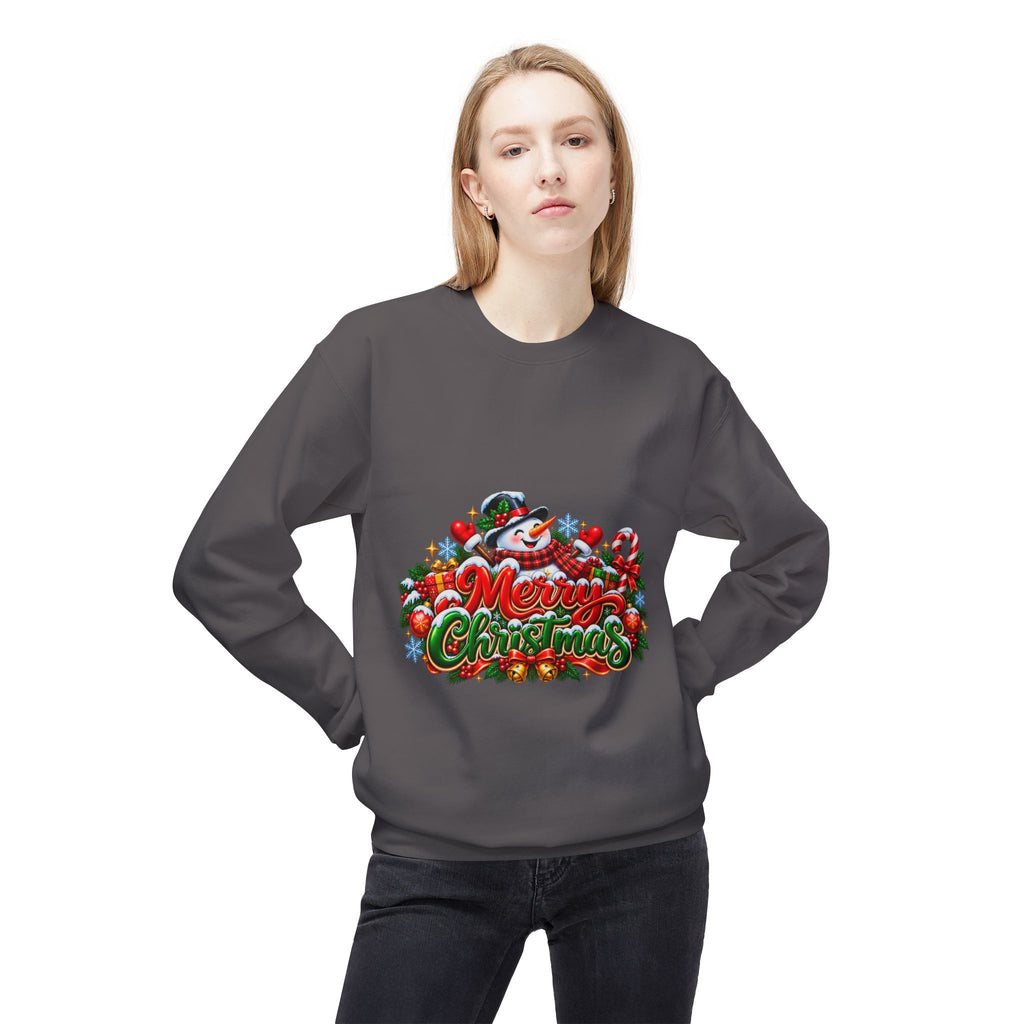 Christmas Snowman Crewneck Sweatshirt — "Merry Christmas" Holiday Graphic