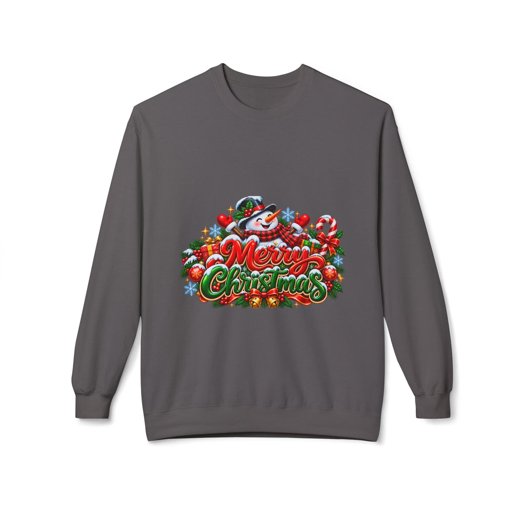 Christmas Snowman Crewneck Sweatshirt — "Merry Christmas" Holiday Graphic