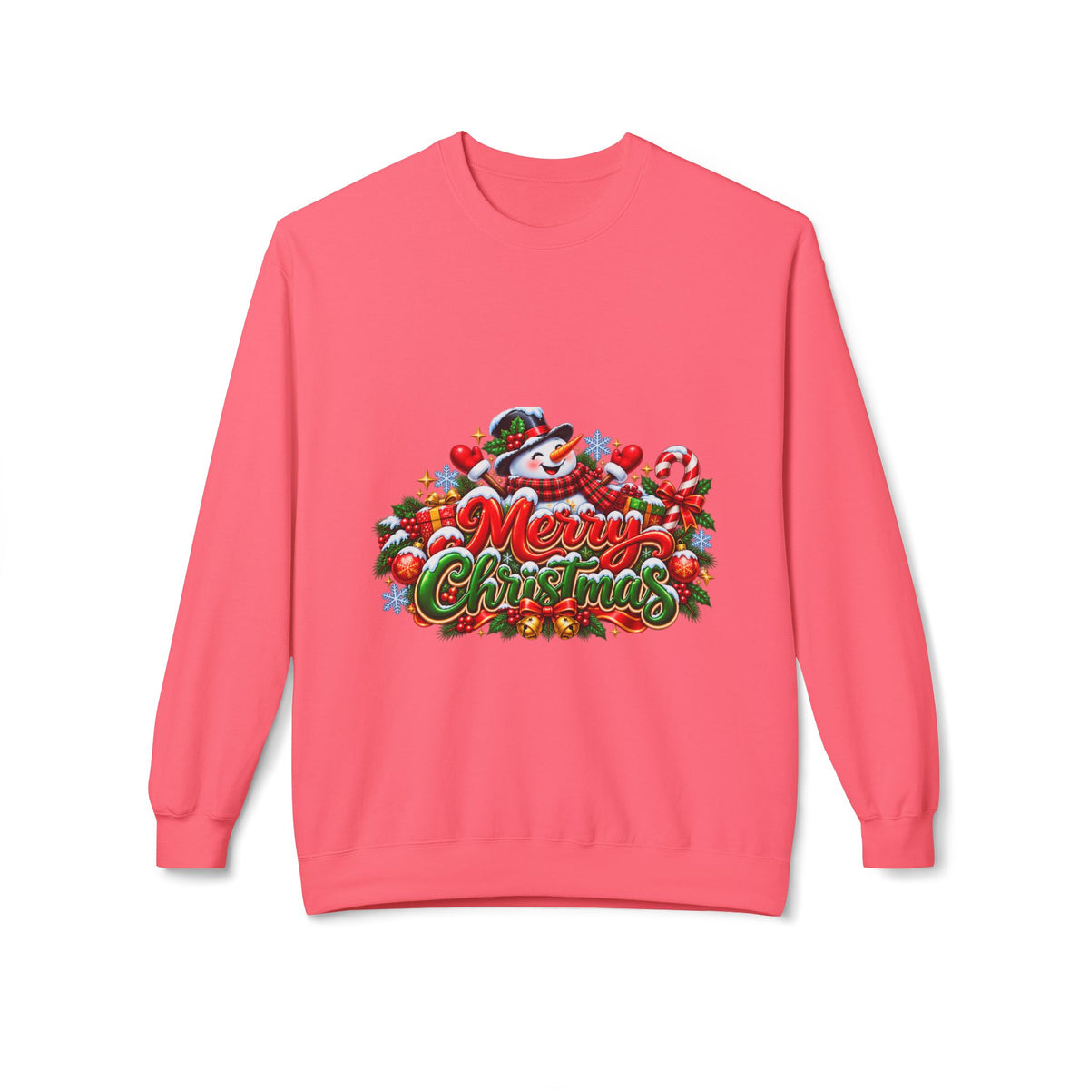 Christmas Snowman Crewneck Sweatshirt — "Merry Christmas" Holiday Graphic