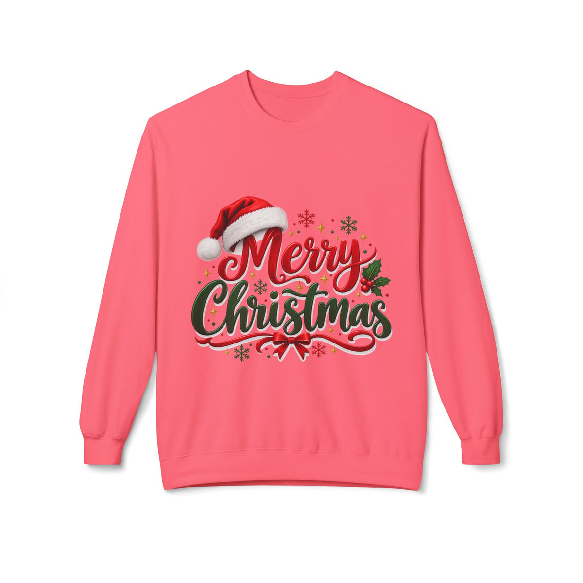 Merry Christmas Crewneck Sweatshirt – Festive Santa Hat Holiday Sweater