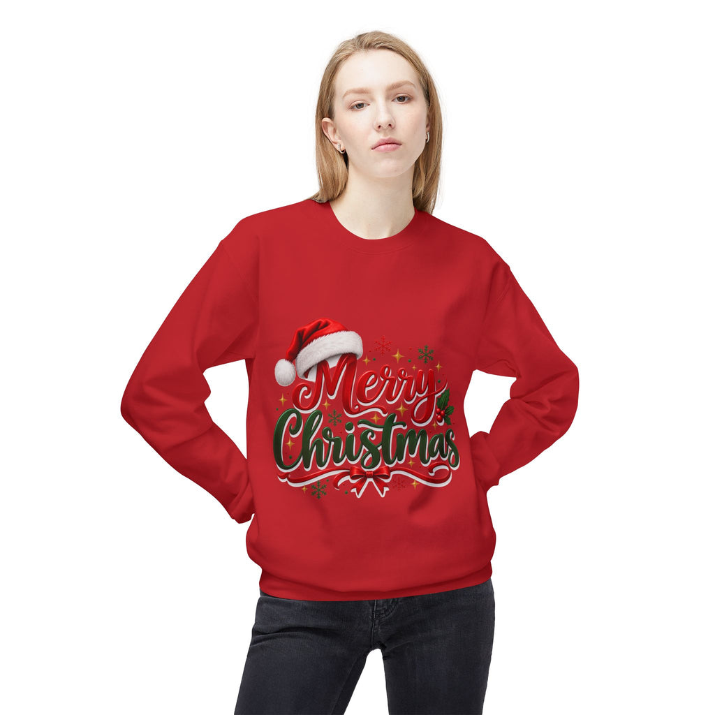 Merry Christmas Crewneck Sweatshirt – Festive Santa Hat Holiday Sweater